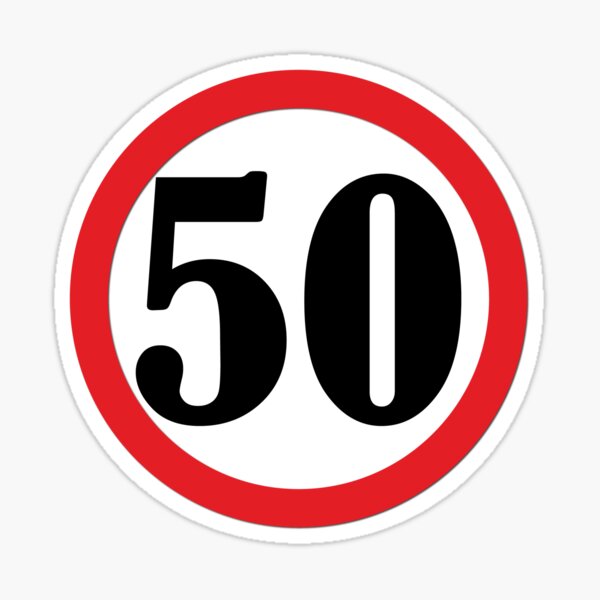 Item preview, Red restriction sign with the number 50 designed and sold by ProhibitionStickers.