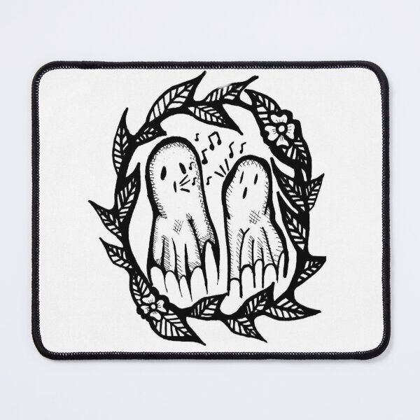Item preview, Singing Ghost In Wreath Of Leaves Tattoo Style designed and sold by KayTurtless.