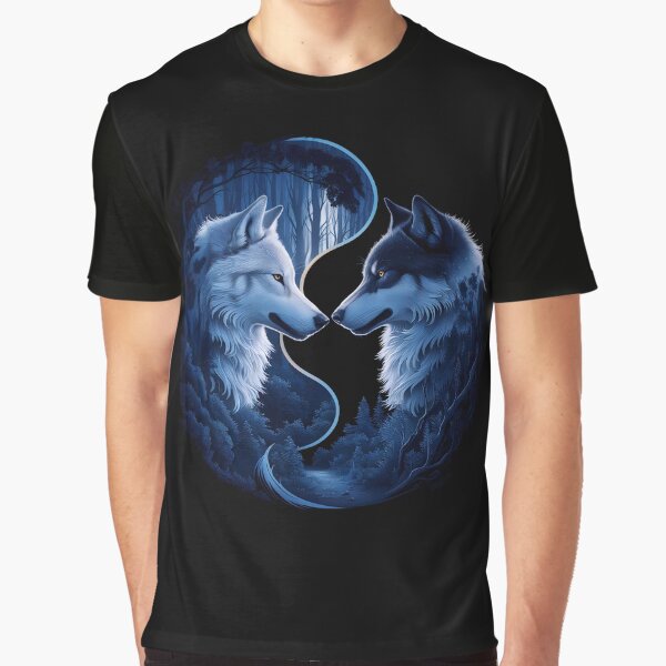 Vista previa del artículo con la obra «Lobos: luz y sombra», diseñado y vendido por DreamVibeShirt.