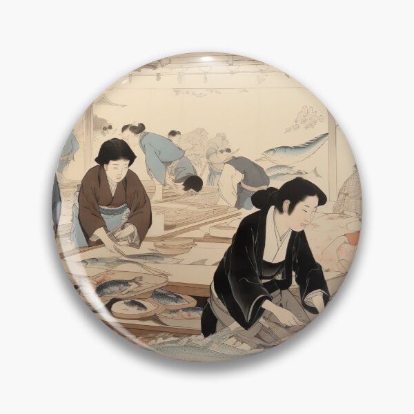 Item preview, Ukiyo-e - Fish Market Bustle designed and sold by KootenayDesigns.
