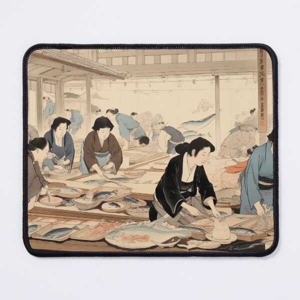 Item preview, Ukiyo-e - Fish Market Bustle designed and sold by KootenayDesigns.