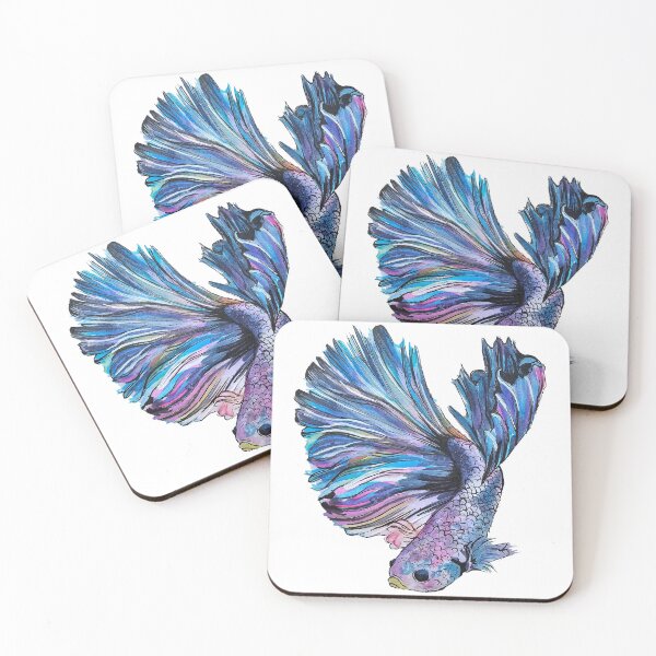Item preview, Blue beta fish watercolour painting print designed and sold by CreativelySophG.