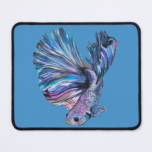 Item preview, Blue beta fish watercolour painting print blue designed and sold by CreativelySophG.