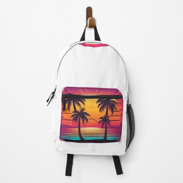 Aperçu de l'œuvre Palm Tree Retro 80s Sunset Beach créée et vendue par BigKingMonkey.