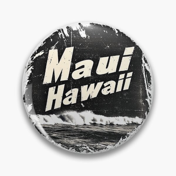 Item preview, Maui Hawaii - Surf Culture Retro Distressed Circular Logo Design with Torn Edges and Light Cream Font designed and sold by YardWest.