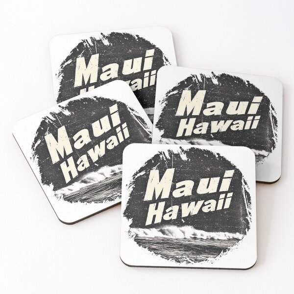 Item preview, Maui Hawaii - Surf Culture Retro Distressed Circular Logo Design with Torn Edges and Light Cream Font designed and sold by YardWest.