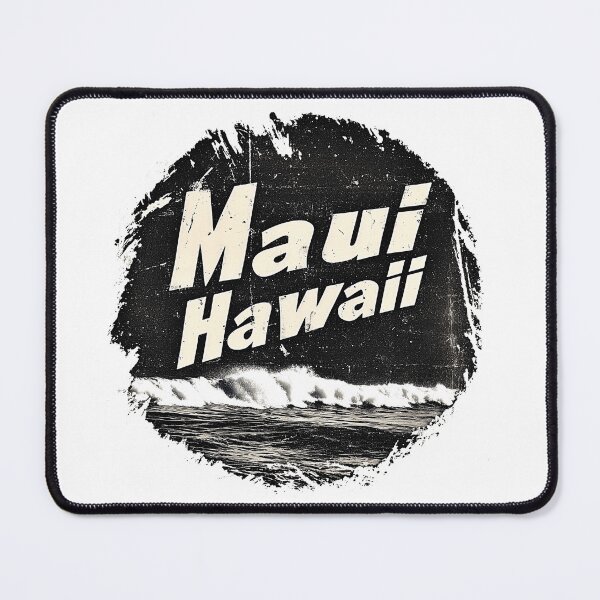 Item preview, Maui Hawaii - Surf Culture Retro Distressed Circular Logo Design with Torn Edges and Light Cream Font designed and sold by YardWest.