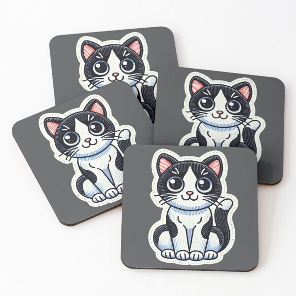 Item preview, Cute Black & White Cat is sitting nicely Patch Style designed and sold by Rodim91.