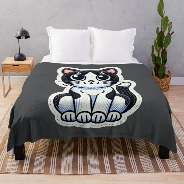 Item preview, Cute Black & White Cat is sitting nicely Patch Style designed and sold by Rodim91.
