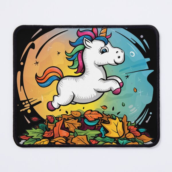 Item preview, Funny Baby Unicorn Jumping in Leaf Pile Abstract Art designed and sold by Nature's Fancy.