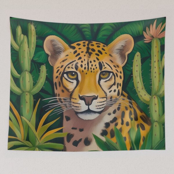 Item preview, Leopard with Cacti Maximalist Eclectic designed and sold by EnchantedWishes.