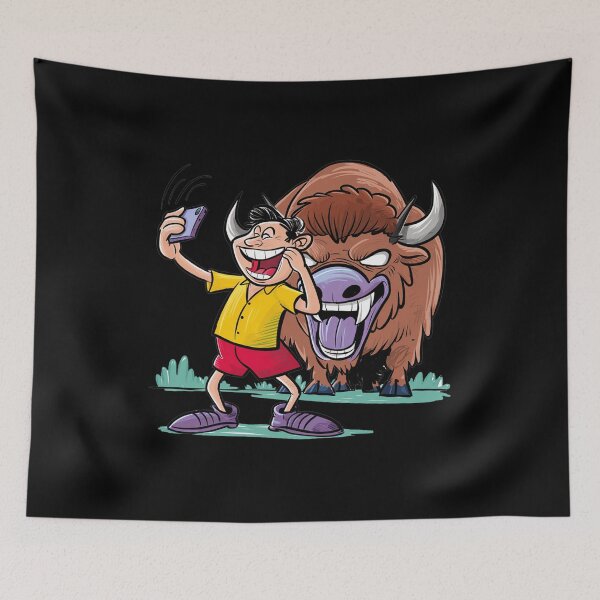 Item preview, Funny Foolish Tourist Taking Selfie with Bisont designed and sold by Nature's Fancy.
