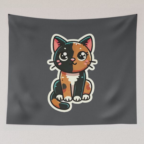 Item preview, Cute Tortoiseshell / tricolor Cat is sitting nicely Patch Style designed and sold by Rodim91.