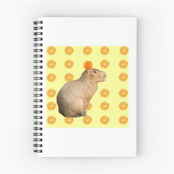 Item preview, Capybara With Orange On Head Yellow Background designed and sold by GeekyGirlsGarb.
