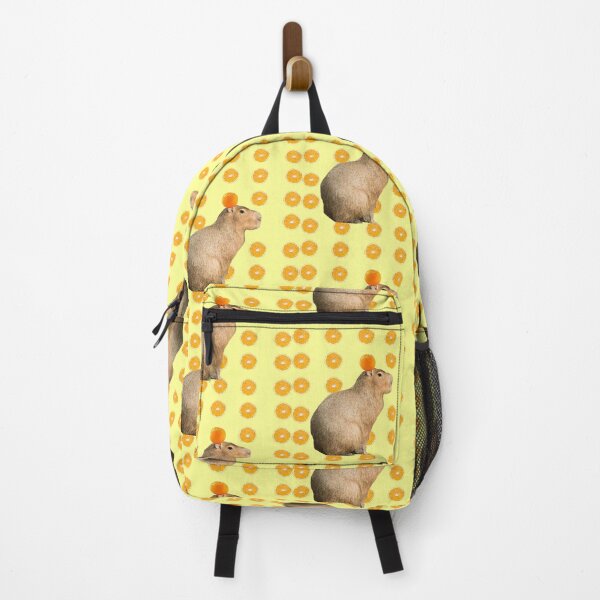 Item preview, Capybara With Orange On Head Yellow Background designed and sold by GeekyGirlsGarb.