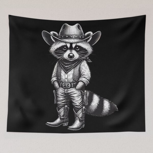 Item preview, Western Raccoon Cowboy. designed and sold by Linework Studio.