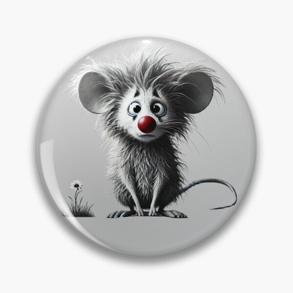 Item preview, Sad Black and White Mouse with Red Nose, Clown Eyes, and Flower designed and sold by Blink Art Studio.