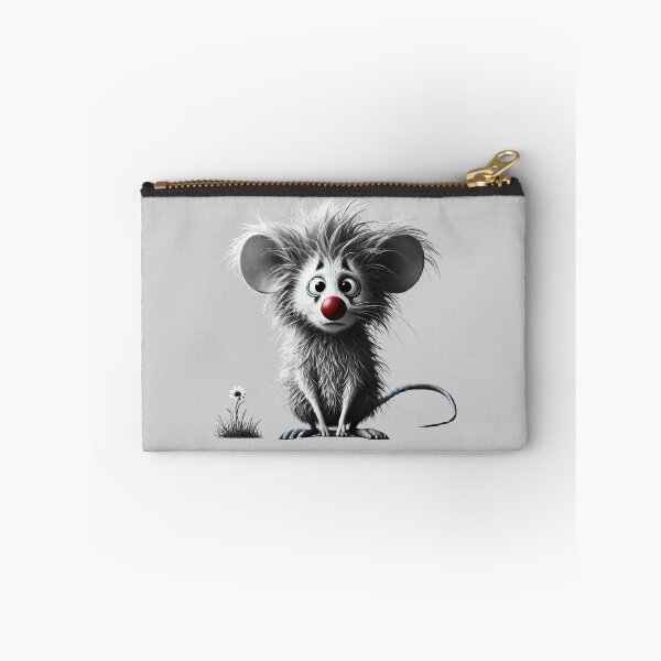 Item preview, Sad Black and White Mouse with Red Nose, Clown Eyes, and Flower designed and sold by Blink Art Studio.