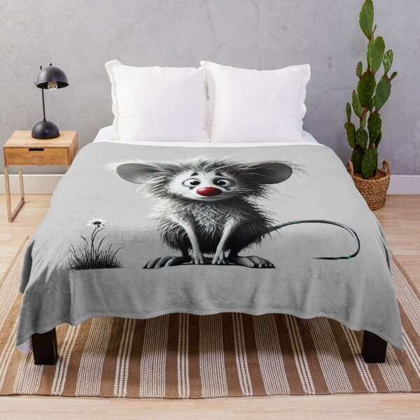 Item preview, Sad Black and White Mouse with Red Nose, Clown Eyes, and Flower designed and sold by Blink Art Studio.