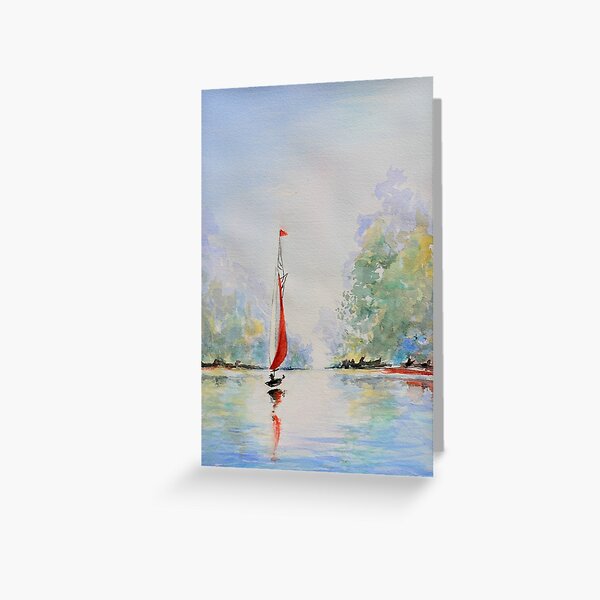 Item preview, Original Red Sail 2 Watercolour Painting designed and sold by Sergio Paul Ianniello.