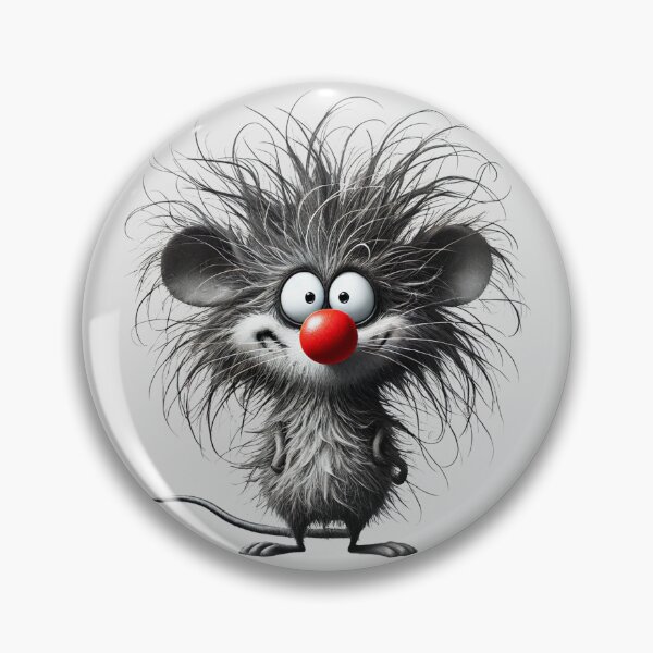 Item preview, Playful Black and White Smiling Mouse with Spiky Hair and Red Nose designed and sold by Blink Art Studio.