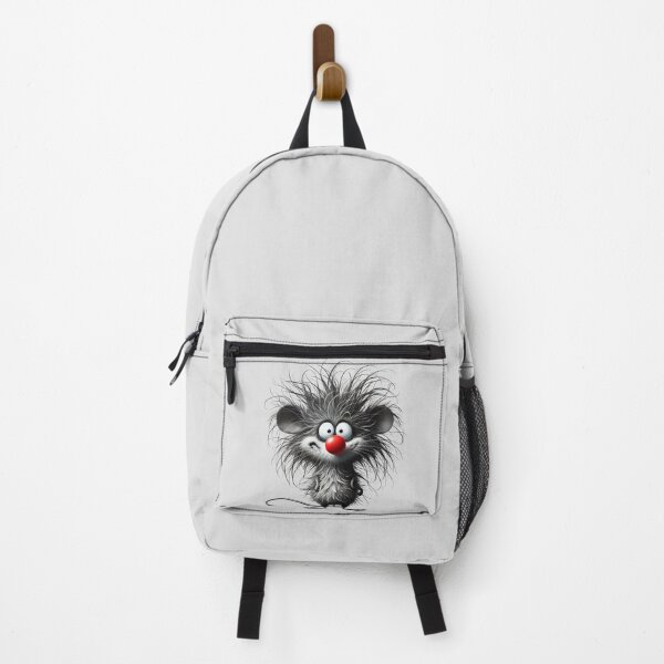 Item preview, Playful Black and White Smiling Mouse with Spiky Hair and Red Nose designed and sold by Blink Art Studio.