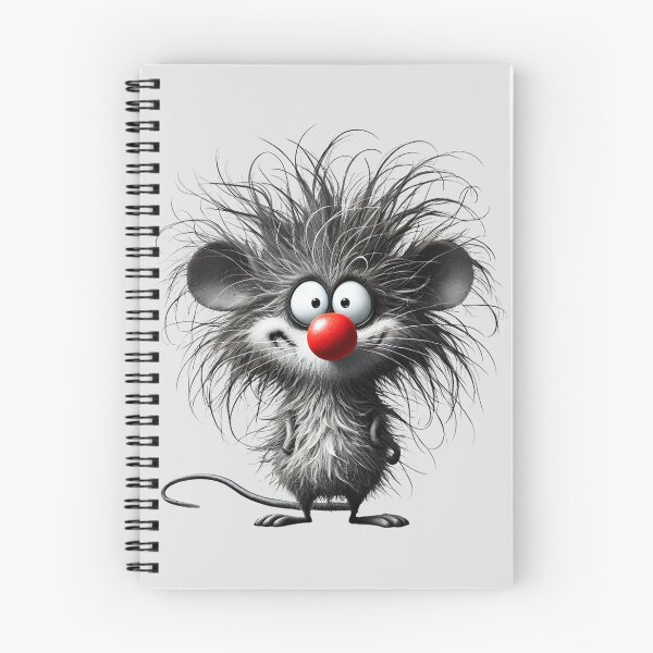 Item preview, Playful Black and White Smiling Mouse with Spiky Hair and Red Nose designed and sold by Blink Art Studio.