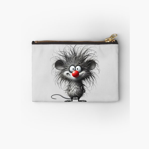 Item preview, Playful Black and White Smiling Mouse with Spiky Hair and Red Nose designed and sold by Blink Art Studio.