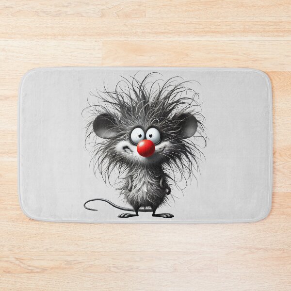 Item preview, Playful Black and White Smiling Mouse with Spiky Hair and Red Nose designed and sold by Blink Art Studio.