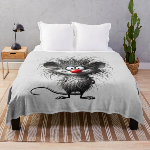 Item preview, Playful Black and White Smiling Mouse with Spiky Hair and Red Nose designed and sold by Blink Art Studio.