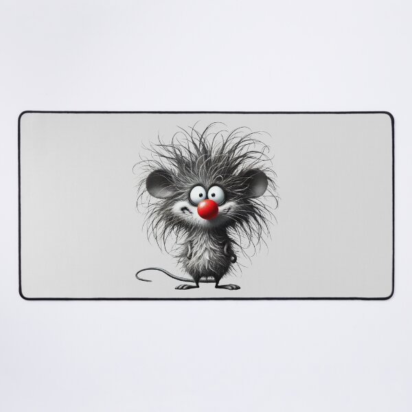 Item preview, Playful Black and White Smiling Mouse with Spiky Hair and Red Nose designed and sold by Blink Art Studio.