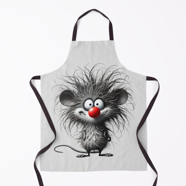 Item preview, Playful Black and White Smiling Mouse with Spiky Hair and Red Nose designed and sold by Blink Art Studio.