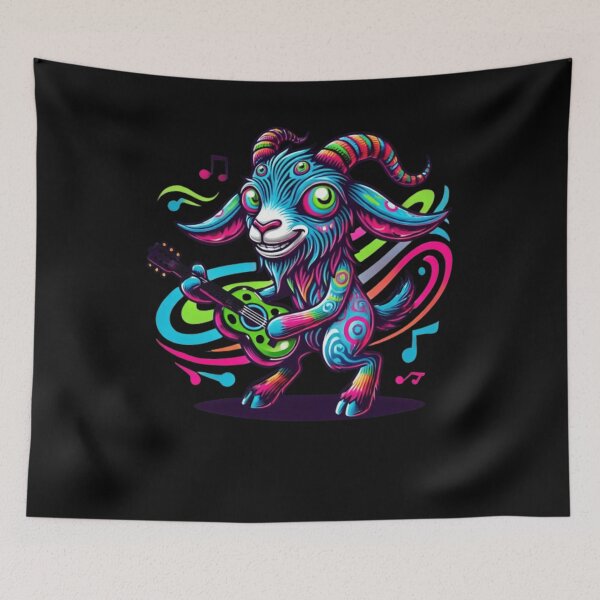 Item preview, Psychedelic Alien Goat Reggae Guitar Art designed and sold by Noussairox.
