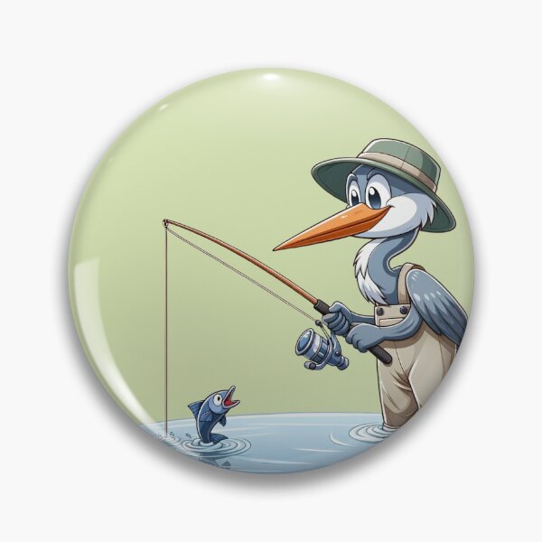 Item preview, A Heron fishing in the river wearing waders designed and sold by ThoughtTangents.