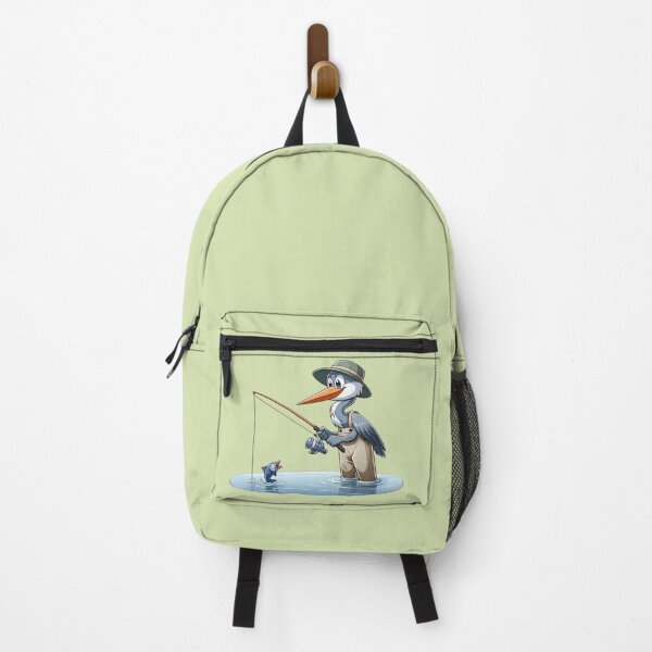 Item preview, A Heron fishing in the river wearing waders designed and sold by ThoughtTangents.