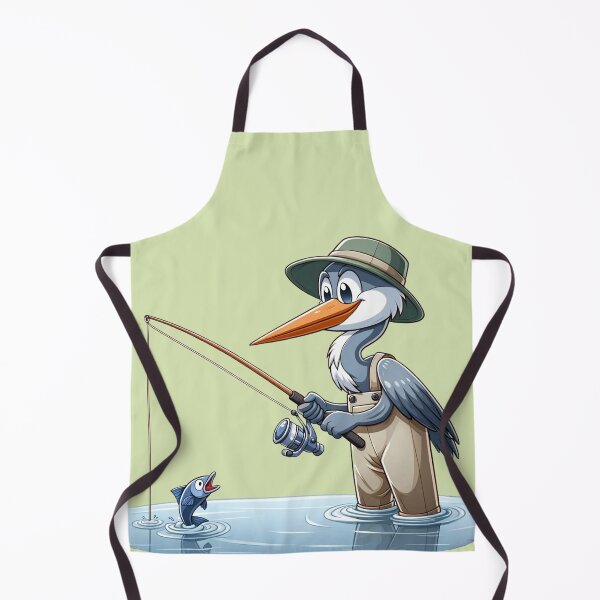 Item preview, A Heron fishing in the river wearing waders designed and sold by ThoughtTangents.