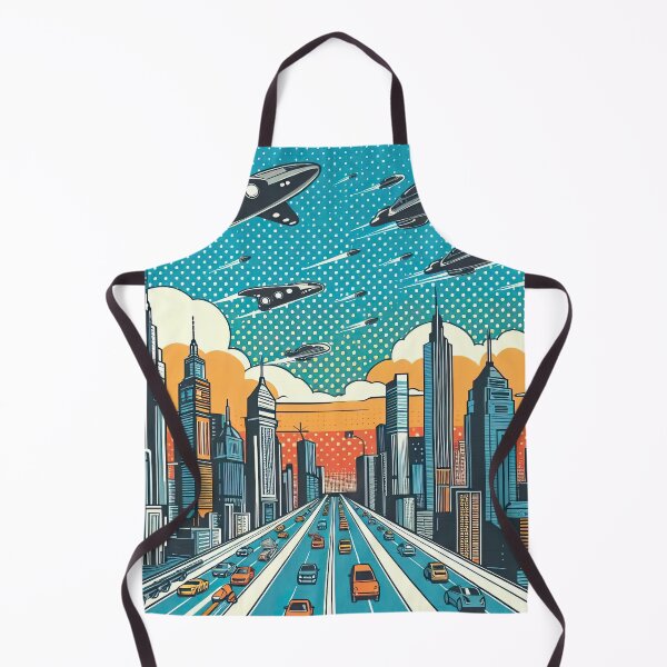 Item preview, Futuristic City Skyline with Flying Cars Pop Art Style designed and sold by artofuniverse.