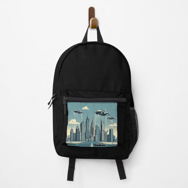 Item preview, Futuristic City Skyline with Flying Cars Pop Art Style designed and sold by artofuniverse.