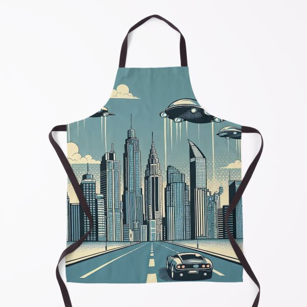Item preview, Futuristic City Skyline with Flying Cars Pop Art Style designed and sold by artofuniverse.