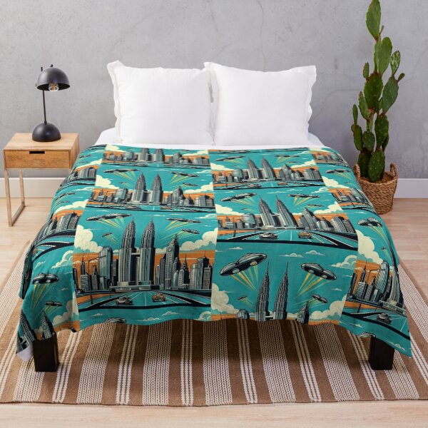 Item preview, Futuristic City Skyline with Flying Cars Pop Art Style designed and sold by artofuniverse.