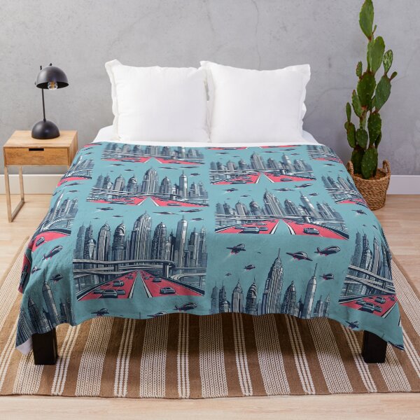 Item preview, Futuristic City Skyline with Flying Cars Pop Art Style designed and sold by artofuniverse.