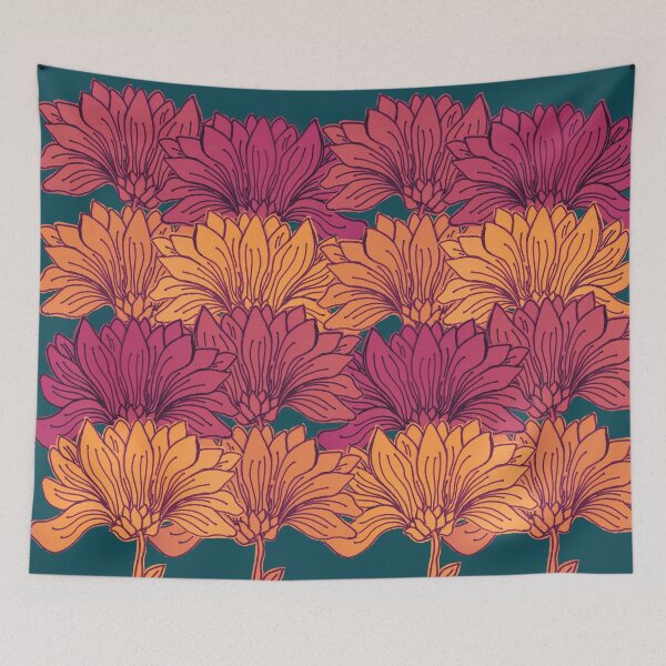 Item preview, Autumnal flower botanical pattern designed and sold by LynseysArtShop.
