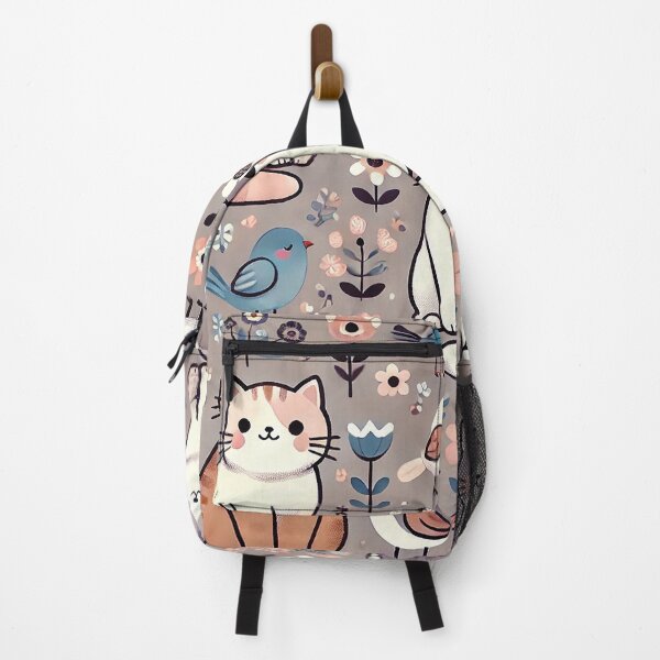 Item preview, Adorable Cats and Birds Pattern designed and sold by Gold Turtle Lina.