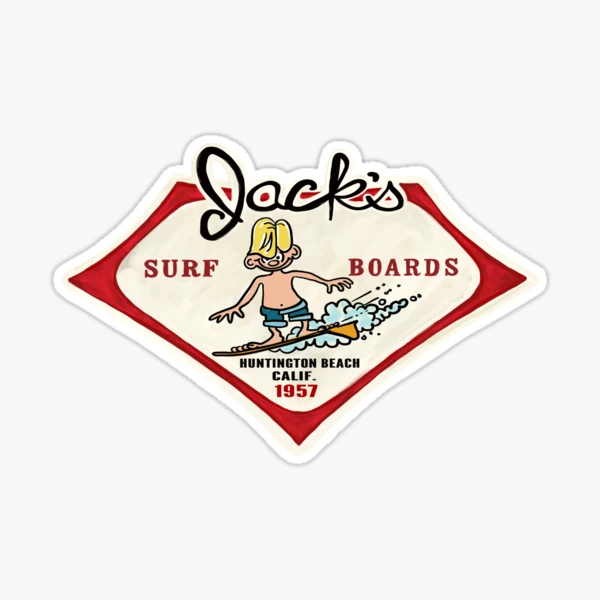 Vintage Surf Brand Stickers Vintage Surfer Jack's Retro Surfing