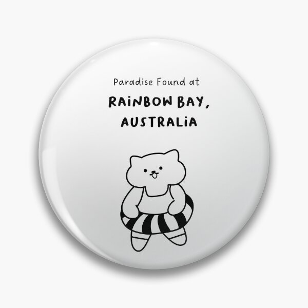 Item preview, Rainbow Bay, Australia | Line-drawn Cat in a Float Ring | Handwritten-style Font designed and sold by RM-Journey.