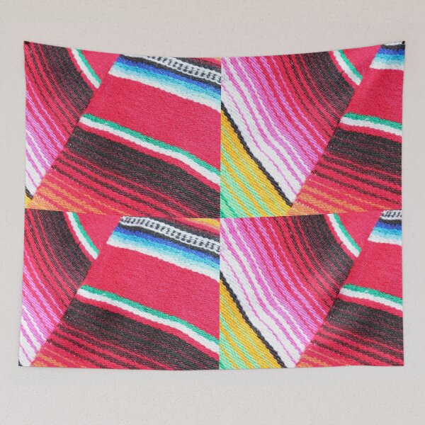 Item preview, Mexican poncho stock background fiesta Mexico cinco de mayo blanket serape rug in bright colours with copy space photo flat lay minimal minimalist pattern designed and sold by cheekylorns.