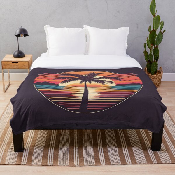 Aperçu de l'œuvre Palm Tree Retro 80s Sunset Beach créée et vendue par BigKingMonkey.