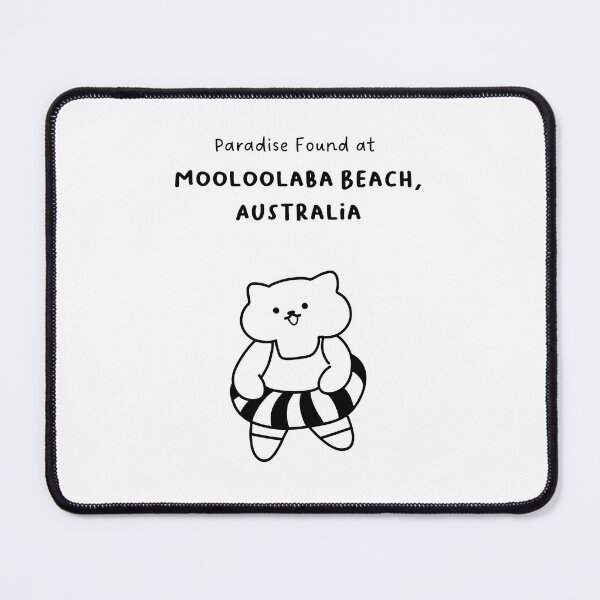 Item preview, Mooloolaba Beach, Australia | Line-drawn Cat in a Float Ring | Handwritten-style Font designed and sold by RM-Journey.