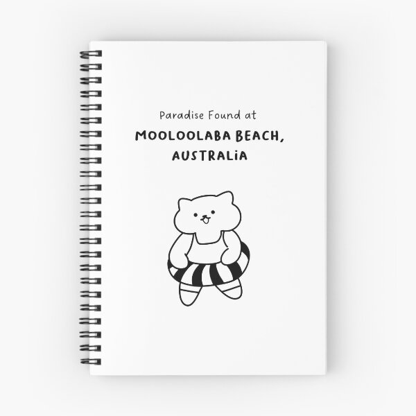Item preview, Mooloolaba Beach, Australia | Line-drawn Cat in a Float Ring | Handwritten-style Font designed and sold by RM-Journey.