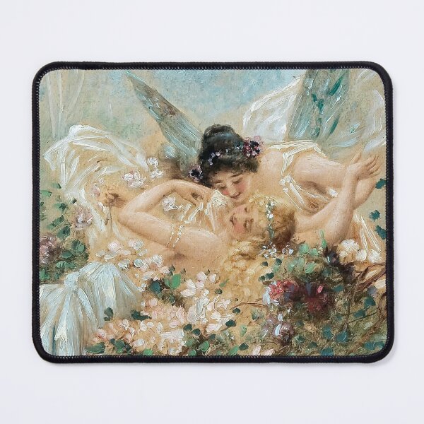 Item preview, Two Fairies Embracing in a Landscape with a Swan | Lesbian Art designed and sold by ashleykc9.